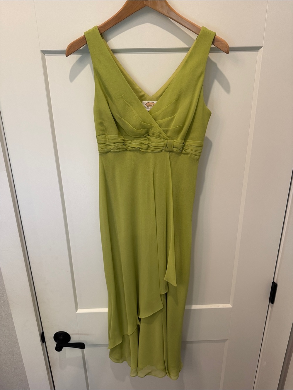 Talbots Lime Green V-Neck Sleeveless Midi Dress